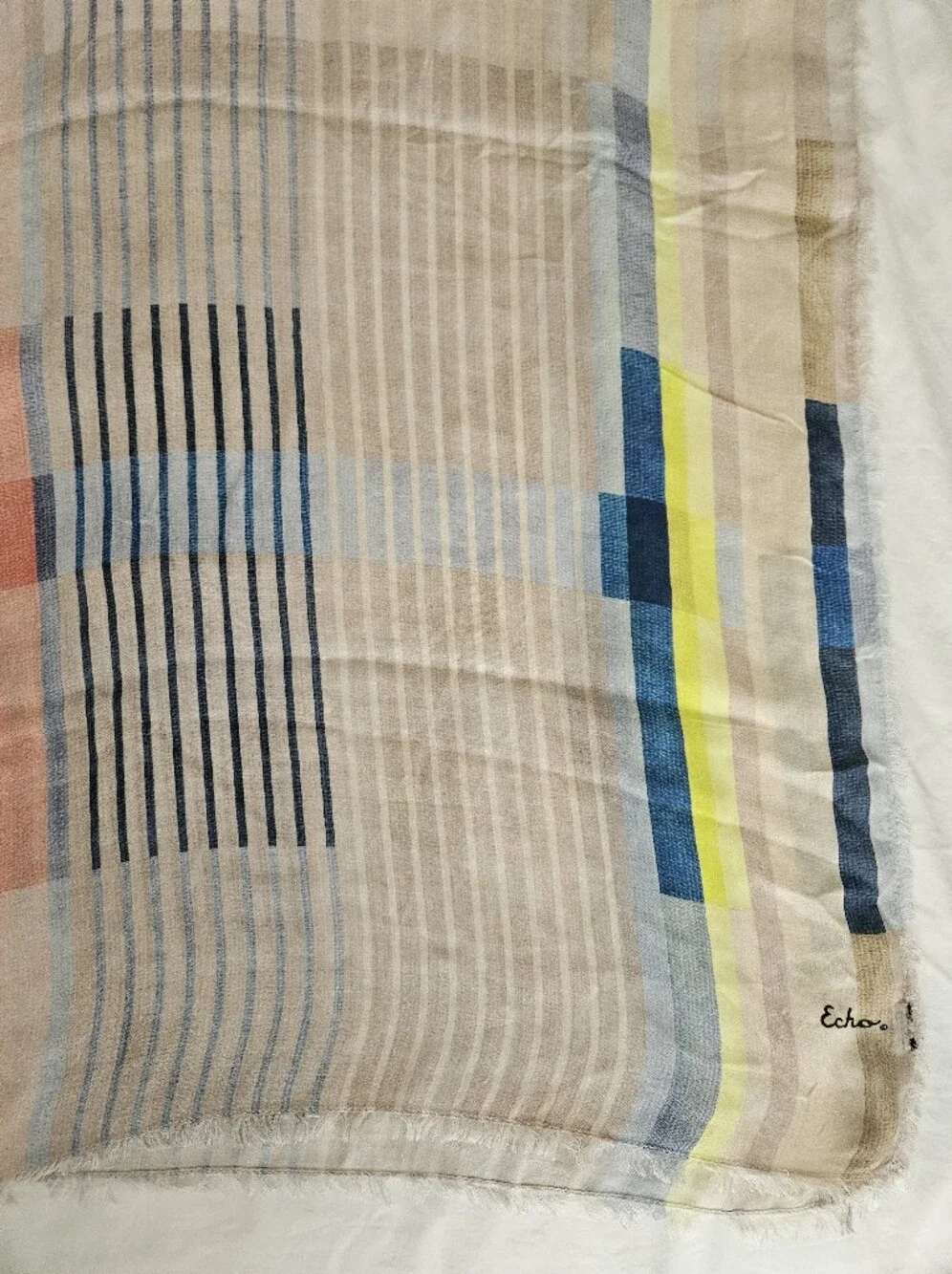 ECHO Colorful Graphic Geometric Plaid Modal Scarf Wrap | SZ 72